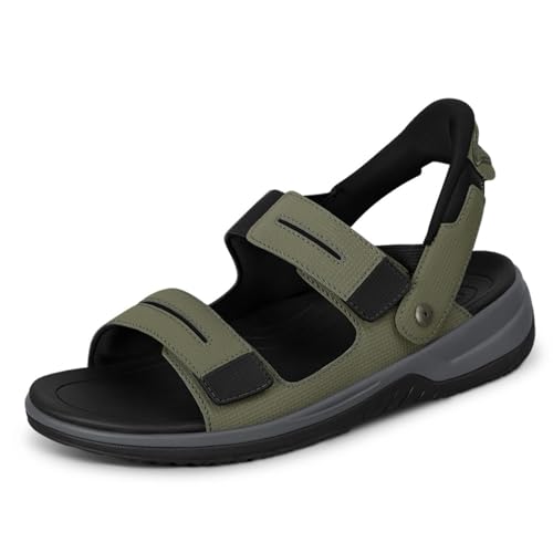 Orthofeet Men's Orthopedic Neptune Hands-Free Slip-On Sandals - Khaki, Size 43 von Orthofeet