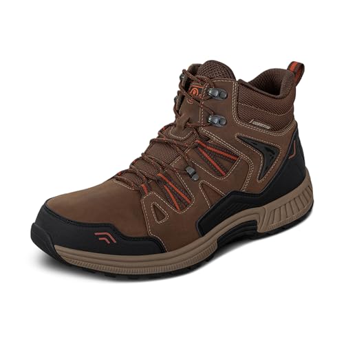 Orthofeet Orthopädischer Herren Outdoor-Boot Leder Braun Ridgewood, Größe 45 Weit von Orthofeet