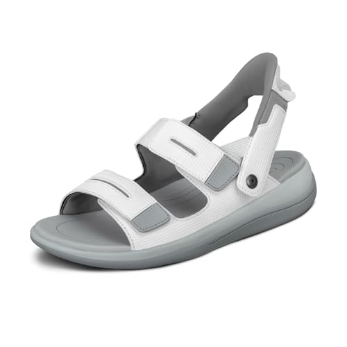 Orthofeet Women's Orthopedic Fabric Calypso Hands-Free Slip-On Sandals, White, Size 39 von Orthofeet