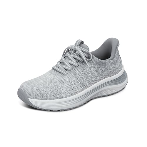 OrthofeetHands-Free Orthopädischer Damen Slip-in Sneaker Hellgrau Nira, Größe 40.5 Weit von Orthofeet