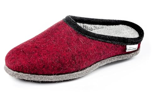 Orthopant Filzpantoffel BAITA - Hausschuhe Pantoffel Herren Damen aus feinem Wollfilz, Rot mit schwarzer Borte, BA-301-38 von Orthopant