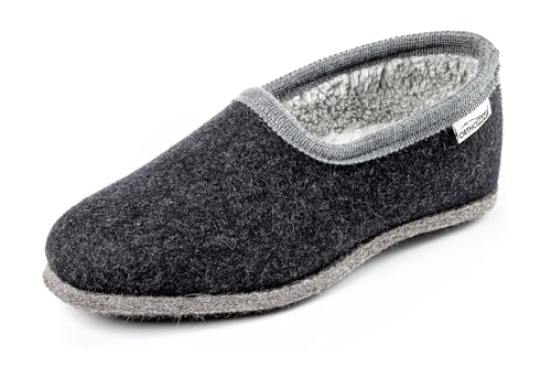 Orthopant Filzpantoffel Classic - Hausschuhe Pantoffel Herren Damen aus feinem Wollfilz, Anthrazit mit Grauer Borte, CL-405-45 von Orthopant