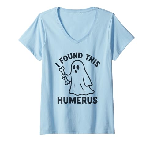 Damen Ich Habe diesen Humerus Halloween Ghost Humerus gefunden T-Shirt mit V-Ausschnitt Damen Ich Habe diesen Humerus Halloween Ghost Humerus gefunden T-Shirt mit V-Ausschnitt von Orthopedic Halloween Co.