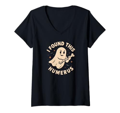 Damen Ich Habe diesen Humerus Halloween Ghost Humerus gefunden T-Shirt mit V-Ausschnitt Damen Ich Habe diesen Humerus Halloween Ghost Humerus gefunden T-Shirt mit V-Ausschnitt von Orthopedic Halloween Co.