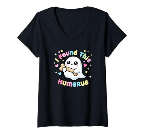 Damen Ich Habe diesen Humerus Halloween Ghost Humerus gefunden T-Shirt mit V-Ausschnitt Damen Ich Habe diesen Humerus Halloween Ghost Humerus gefunden T-Shirt mit V-Ausschnitt von Orthopedic Halloween Co.