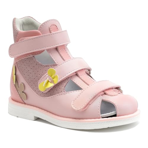 Orthopädische Sandalen für Kinder mit Fußgewölbe und Knöchel Unterstützung, Kleinkinder hohe zurück geschlossene Zehe Schuhe Rosa EU 29 von Orthopop