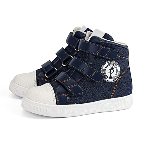 Orthopädische Schuhe für Kleinkinder und Kinder, Denim Casual High Top Stiefel mit Fußgewölbe und Knöchel Unterstützung, rutschfeste Sohlen, korrigieren Kinder Flache Füße und Fuß Valgus/Varus von Orthopop