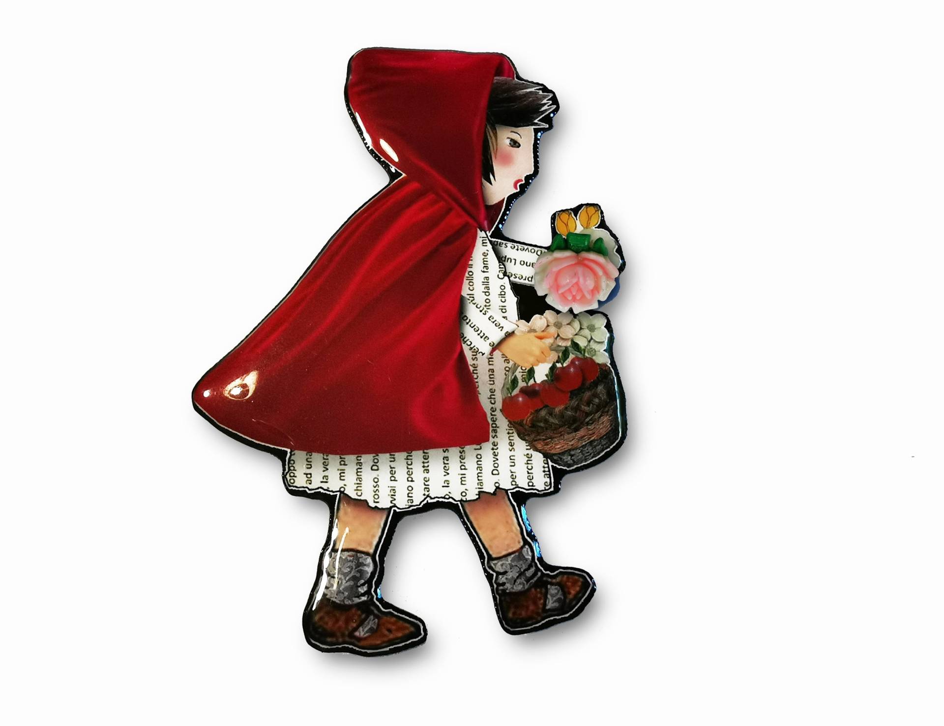 Rotkäppchen Brosche Handgemachte Collage Aus Resin von OrtizGadler