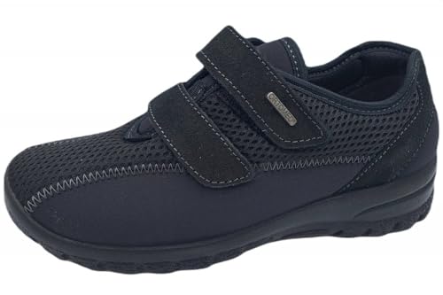 OrtoMed Damen Slipper mit Klettverschluss Elastisch Flexibel Stretch Halbschuhe, Schwarz-87, EU 37 von OrtoMed