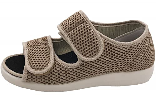 OrtoMed Klettsandale Verbandschuhe Klettschuhe lose Einlage Hausschuhe, Beige-Mesh, EU 36 von OrtoMed