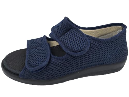 OrtoMed Klettsandale Verbandschuhe Klettschuhe lose Einlage Hausschuhe, Blau-Mesh, EU 38 von OrtoMed