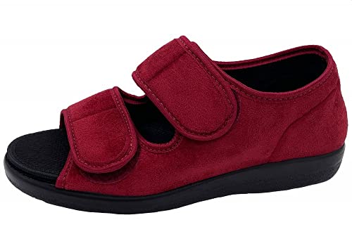 OrtoMed Klettsandale Verbandschuhe Klettschuhe lose Einlage Hausschuhe, Rot-Mesh, EU 36 von OrtoMed