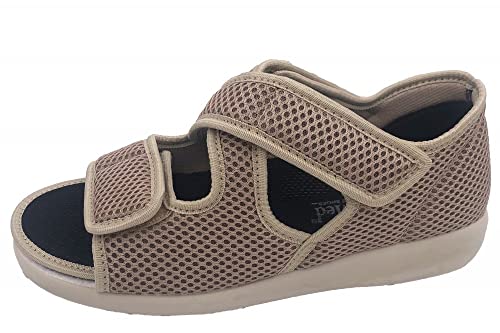 OrtoMed Klettschuhe Senioren Sandale Hausschuh Klettsandale, Beige-Mesh, EU 39 OrtoMed Klettschuhe Senioren Sandale Hausschuh Klettsandale, Beige-Mesh, EU 39 von OrtoMed