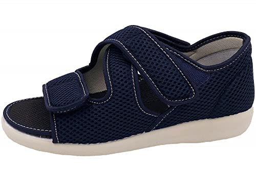 OrtoMed Klettschuhe Senioren Sandale Hausschuh Klettsandale, Blau-Mesh, EU 39 OrtoMed Klettschuhe Senioren Sandale Hausschuh Klettsandale, Blau-Mesh, EU 39 von OrtoMed
