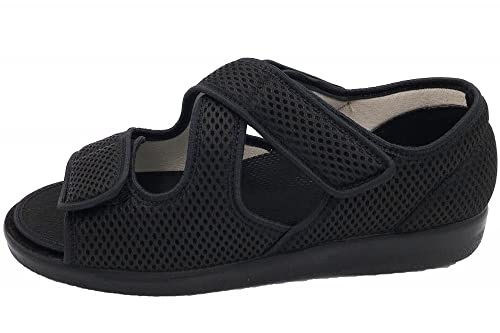 OrtoMed Klettschuhe Senioren Sandale Hausschuh Klettsandale, Schwarz-Mesh, EU 42 von OrtoMed