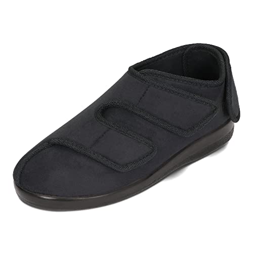 OrtoMed Orthopädische Schuhe Damen Herren Verstellbare Breite Klettverschluss 36-46 EU (38, Schwarz 6051) von OrtoMed