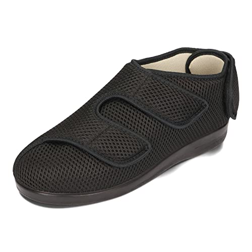 OrtoMed Orthopädische Schuhe Damen Herren Verstellbare Breite Klettverschluss 36-46 EU (42, Schwarz 6052) von OrtoMed