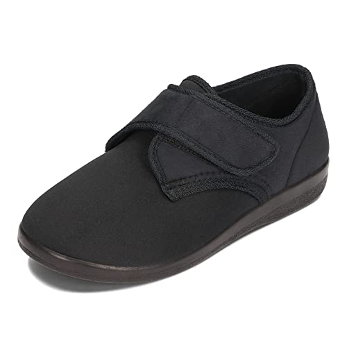 OrtoMed Orthopädische Schuhe Damen Herren Verstellbare Breite Klettverschluss 36-46 EU (44, Schwarz 6013) von OrtoMed