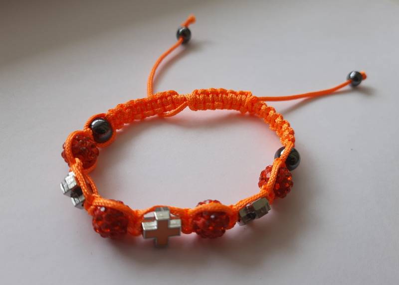 Armband Geflochtenes Handdekoration Christliche Symbolik Schmuck Orange Verstellbar Original Armbänder Frauen von OrtodoxShop