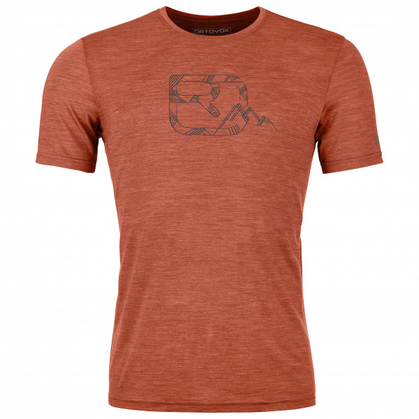 Ortovox - 120 Cool Tec Mountain Logo T-Shirt - Merinoshirt Gr XXL orange von Ortovox