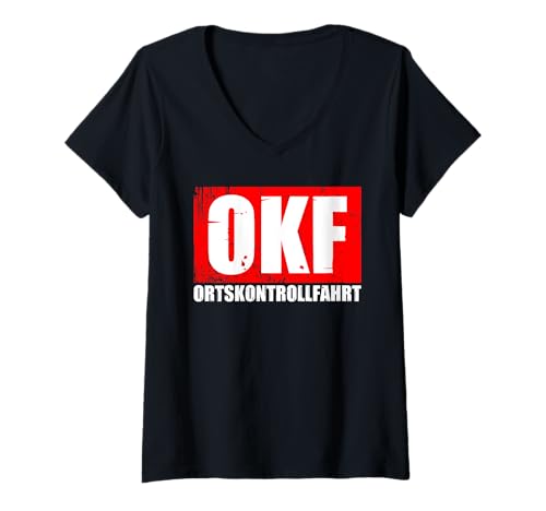 Damen OKF Ortskontrollfahrt Norddeutscher Dorf T-Shirt mit V-Ausschnitt von Ortskontrollfahrt Dorf Cruisen & OKF Outfits