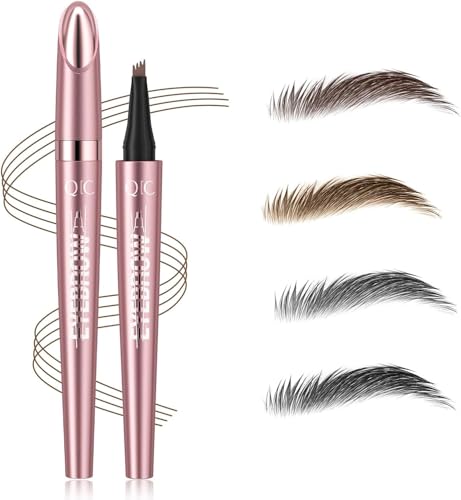 Augenbrauenstift Wasserfest, Microblading Augenbrauenstift mit 4 Mikrogabelspitzen, Eyebrow Pencil Wischfest, Langanhaltend, Schnelltrocknend, NatüRlicher, FlüSsiger Brow Pen (Schwarz) von Oruagmel