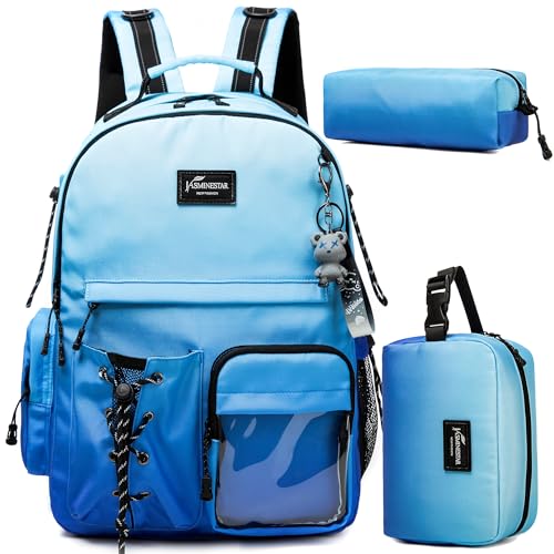 Oruiji Schulrucksack für Teenager, Mittelschule, Kinderrucksäcke für Mädchen, Jungen, Schulbedarf, Farbverlauf blau, Modern Oruiji Schulrucksack für Teenager, Mittelschule, Kinderrucksäcke für Mädchen, Jungen, Schulbedarf, Farbverlauf blau, Modern von Oruiji