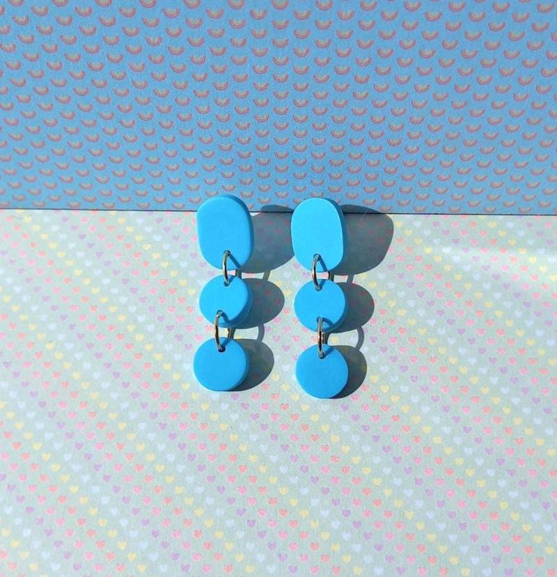 Ohrringe Hängend Blau Aus Polymer Clay, Blaue Ohrstecker Ohrringe Hängend Blau Aus Polymer Clay, Blaue Ohrstecker von Orvanda