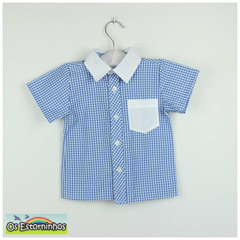Jungen Kurzarm-Karohemd - Weißer Kragen Und Brusttasche Jungen Kurzarm-Karohemd - Weißer Kragen Und Brusttasche von OsEstorninhos