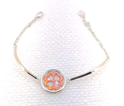 Osa Les Folies Metal Base Quadrifoglia. Armband mit Anhänger aus rhodiniertem 925er-Silber, gehärtetes Glas, kubischer Zirkonia Osa Les Folies Metal Base Quadrifoglia. Armband mit Anhänger aus rhodiniertem 925er-Silber, gehärtetes Glas, kubischer Zirkonia von Osa Jewels