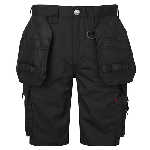 Osbauer Herren-Arbeitskleidung Shorts - Slim Fit - Stretch Rip Stop Fabric Holster Multi Taschen Cordura YKK Zip Arbeit Cargo - Bevel Pro - Schwarz - 54 von Osbauer