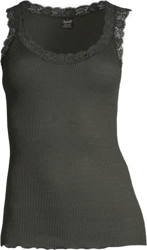 Oscalito - Damen Tanktop mit Rippstrick aus 70% Wolle 30% Seide,, 932 Bosco, Large von Oscalito