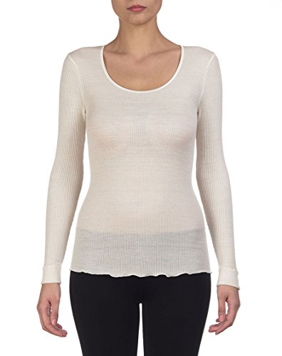 Oscalito Frau Artikel 3426.Unterhemd mit langen Ärmeln Wolle / Seide mit Satin Profilen gerippt. (L, champagner) von Oscalito