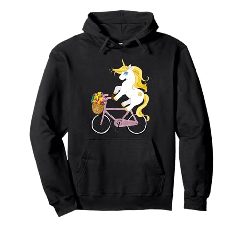 Niedliches Einhorn-Reitrad für Kinder Pullover Hoodie von Oscar Wilde Quotes T-Shirt Design Co.