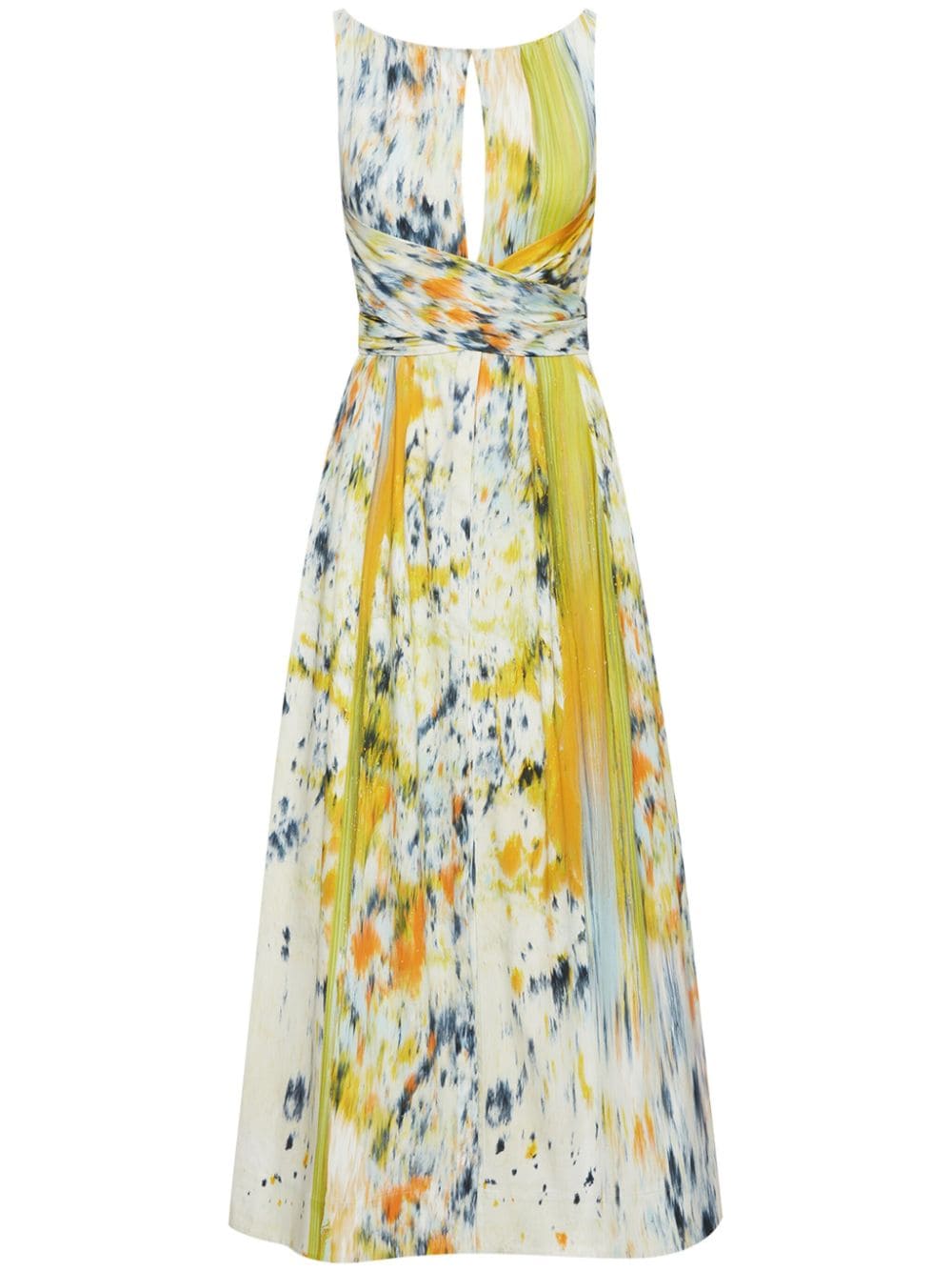 Oscar de la Renta Abstract brushstroke-print midi dress - Gelb von Oscar de la Renta