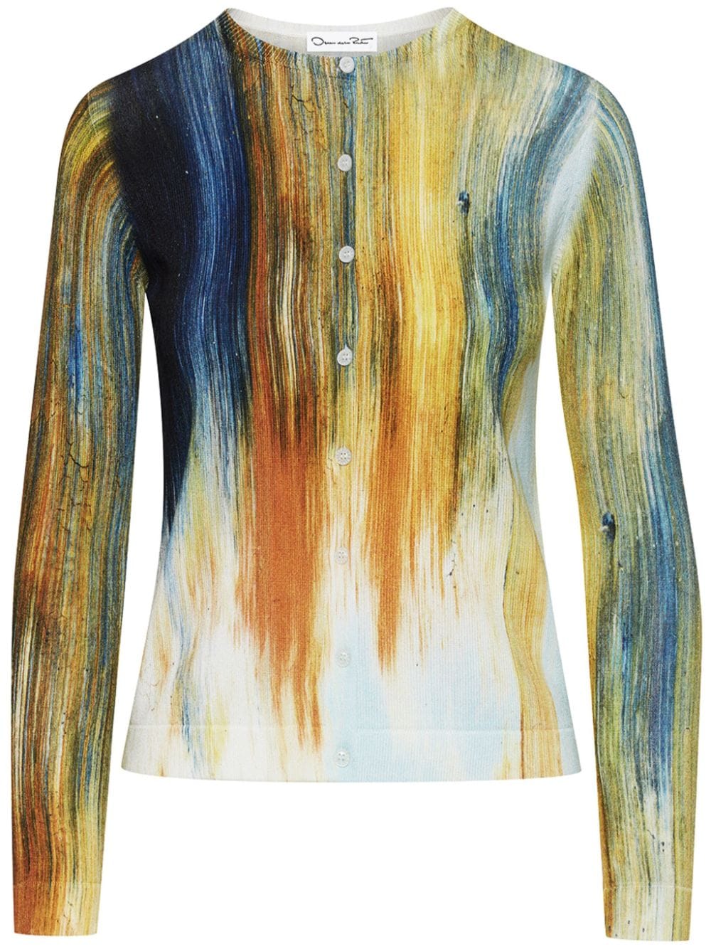 Oscar de la Renta Cardigan mit Abstract Brushstroke-Print - Weiß von Oscar de la Renta