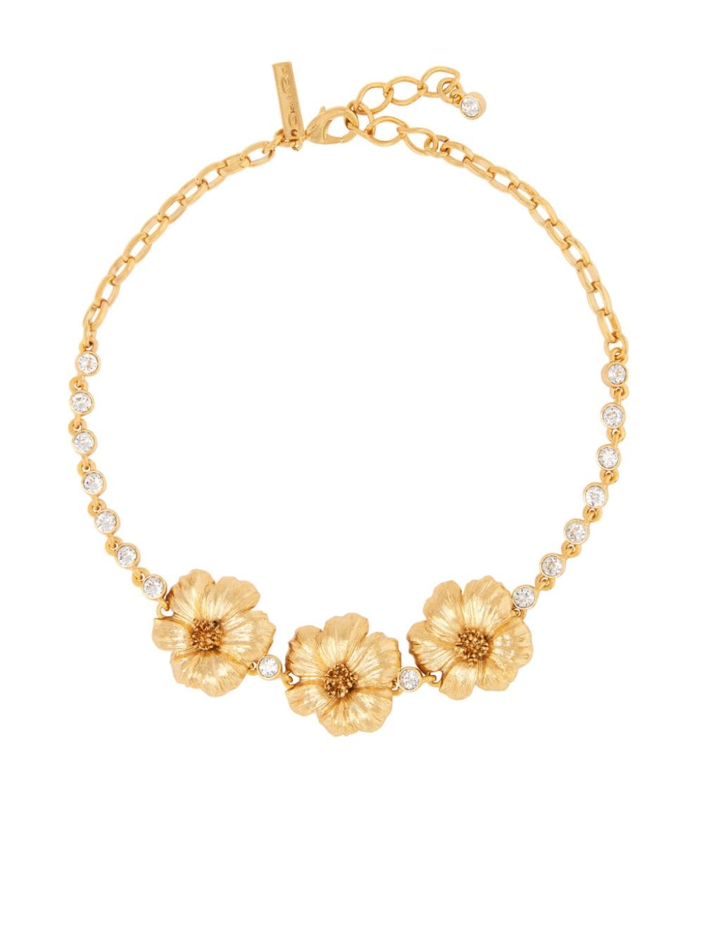 Oscar de la Renta Kristallverzierte Halskette mit Blumen - Gold von Oscar de la Renta