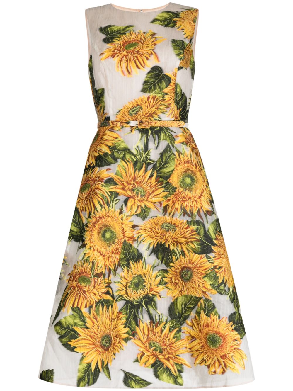 Oscar de la Renta Midikleid aus Seide mit Blumen-Print - Mehrfarbig von Oscar de la Renta