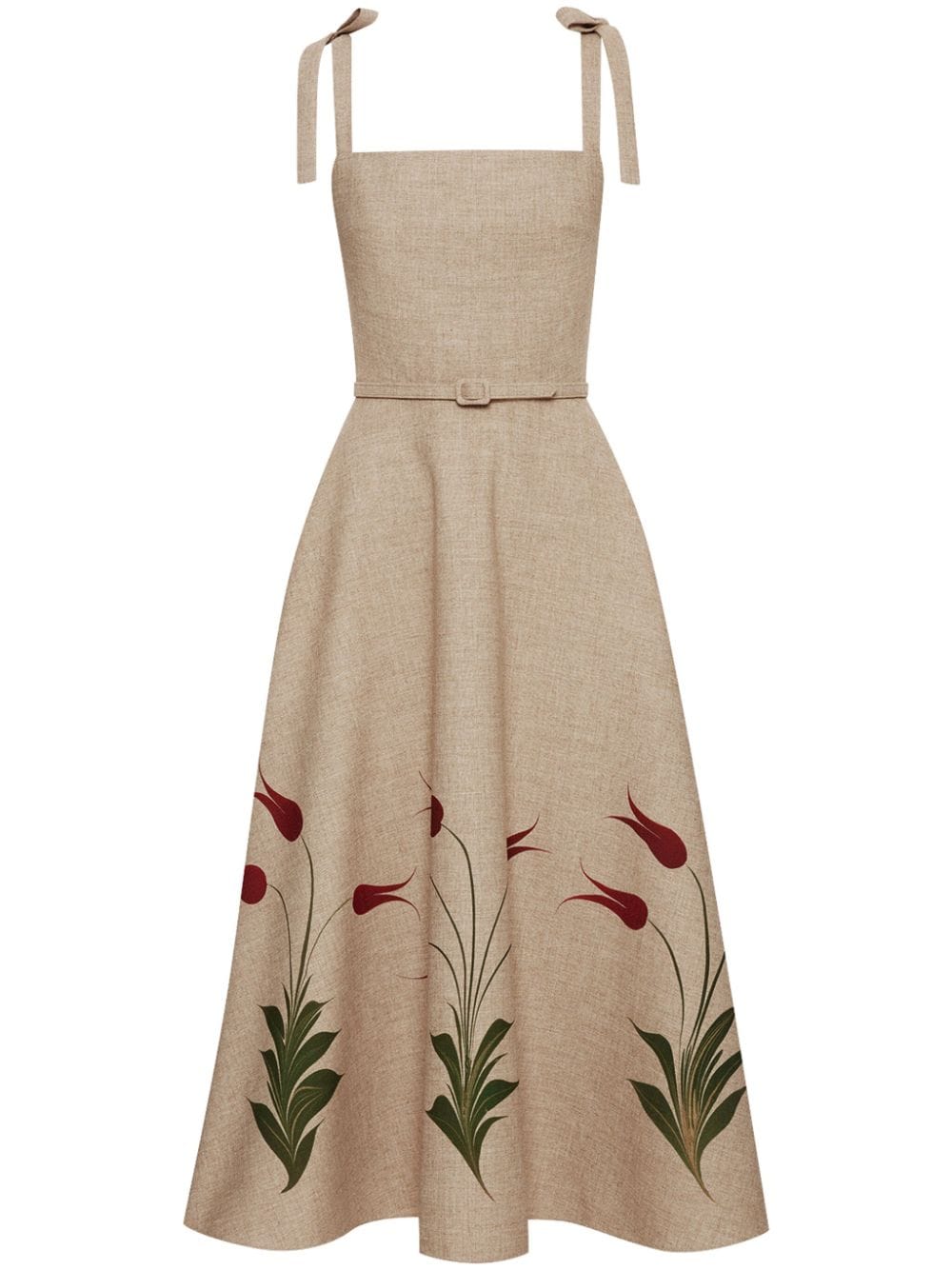 Oscar de la Renta Tulip floral-print canvas dress - Nude von Oscar de la Renta