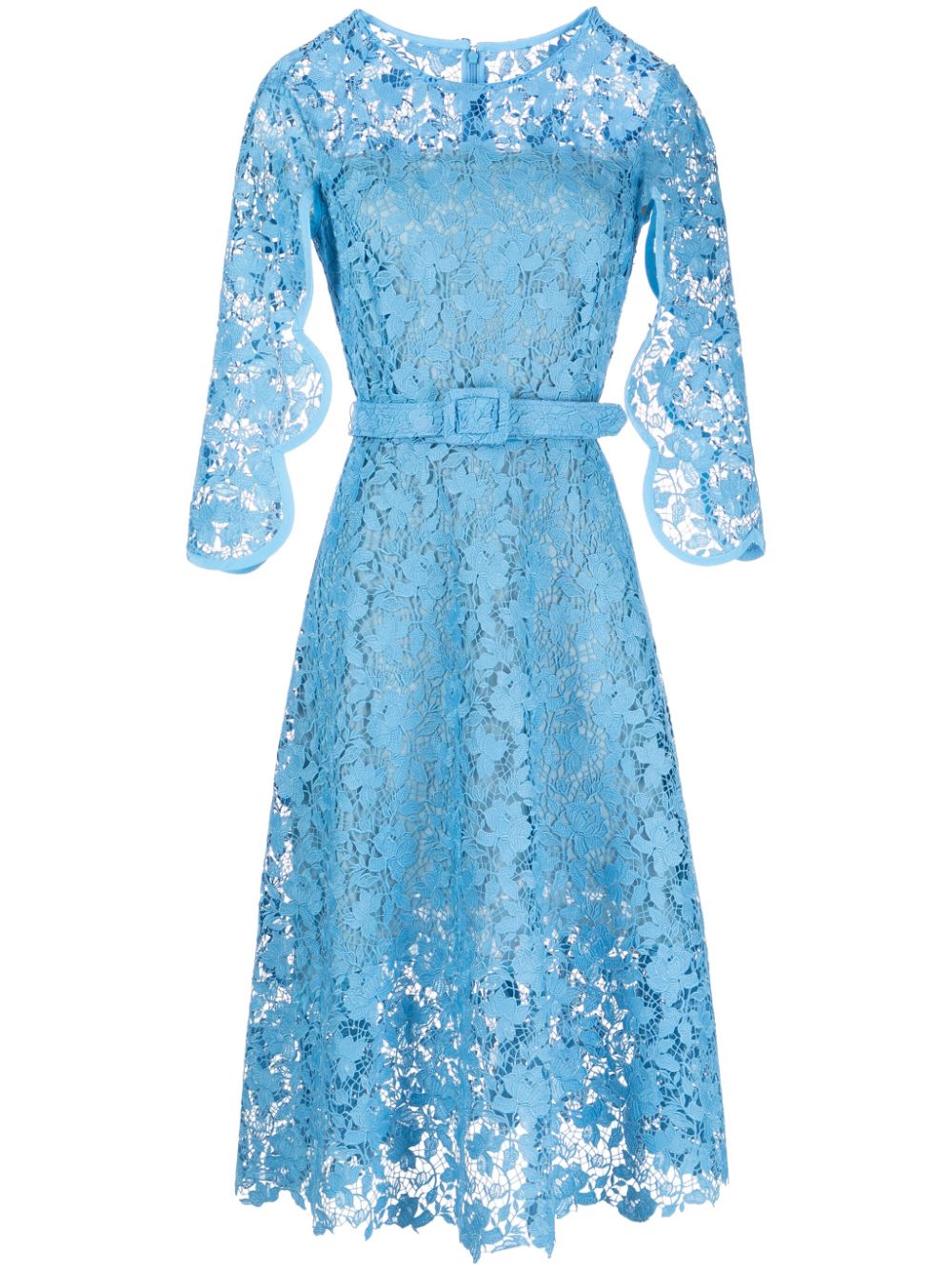 Oscar de la Renta Spitzenkleid mit Gürtel - Blau von Oscar de la Renta