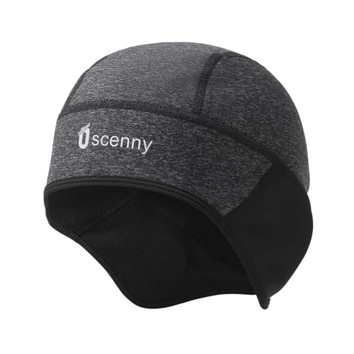 Oscenny Fahrradmütze Unter Helm,Helmmütze,Hilfe Hördesign,Winddicht Wasserdicht Weich gefüttertes Fleece für Motorrad, Radfahren,Ski,Fußball,Laufen, Skull Cap Beanie Herren Damen Winter von Oscenny