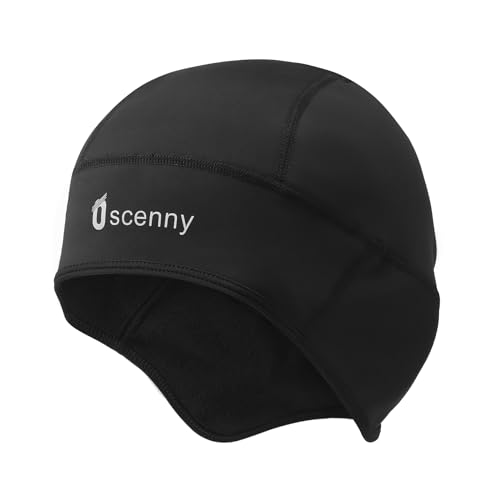 Oscenny Fahrradmütze Unter Helm,Winddicht Wasserdicht,Skull Cap Beanie,Hilfe Hördesign,Stretch Soft zum Joggen,Motorrad,Ski,Football,Laufmütze Männer Frauen Winter Mütze von Oscenny