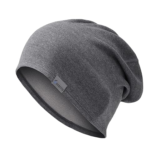 Oscenny Laufmütze herren Damen,Superleicht Weich Warm Nur 1mm Dicke Leichtes Fleece Leicht Slouch Beanie Mütze Damen Weiche Jersey Mütze Ideal für Frühling Herbst und Winter Herren Damen Einheitsgröße von Oscenny