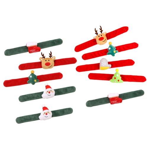 Osdhezcn 10 Stück Weihnachts-dekorative Armbänder, lustige Klatsch-Armbänder, Ringe, modischer Armreif, Party-Zubehör für Kinder, schöne Slap-Armbänder, Spielzeug-Armreif, für Urlaubsparty von Osdhezcn