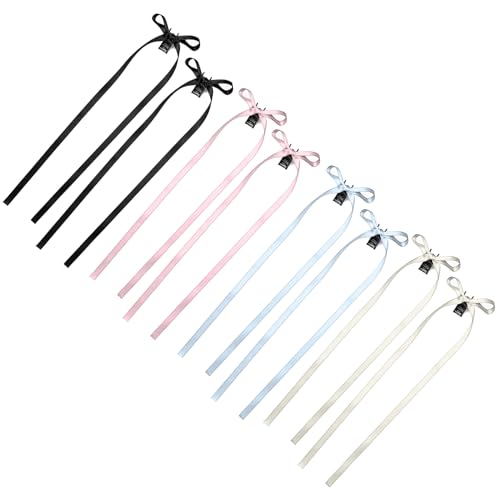 Set mit 8 bunten Haarspangen mit Schleife, Damen-Accessoire, langes Seidenband, Haarschmuck, Haarschmuck, Schmuck für Damen, modische Haarspange von Osdhezcn