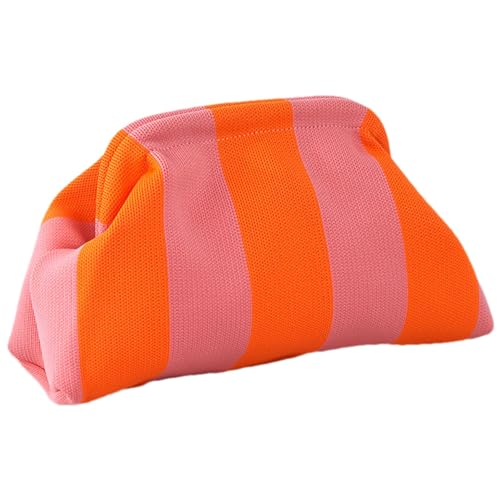 Oseczmut Gestrickte Clutch-Tasche, Strand-Clutch-Geldbörsen für Damen | Colorblock-Clutch-Handtaschen | Lässige Cloud-Strick-Geldbörse, gewebte Häkel-Knödel-Clutch mit Kiss-Lock-Verschluss für ein von Oseczmut
