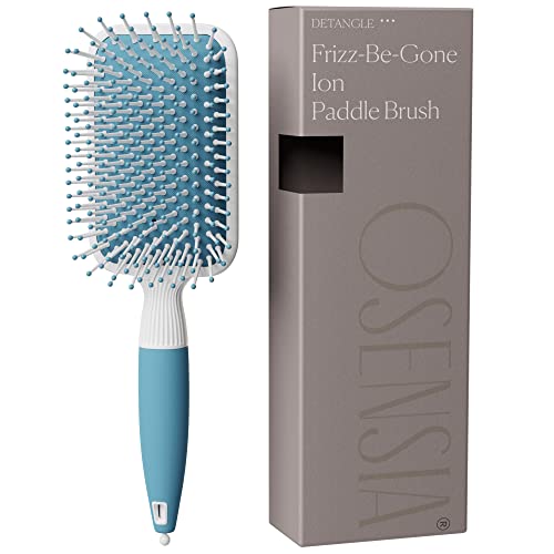 Haarbürste mit Ionischen Mineralien bürste haare - Ionen Haarbürste - Paddel Haarbürste Damen - Haarbürste Herren zum Föhnen, Glätten - Haarbürste ohne ziepen, extensions bürste hair brush von Osensia