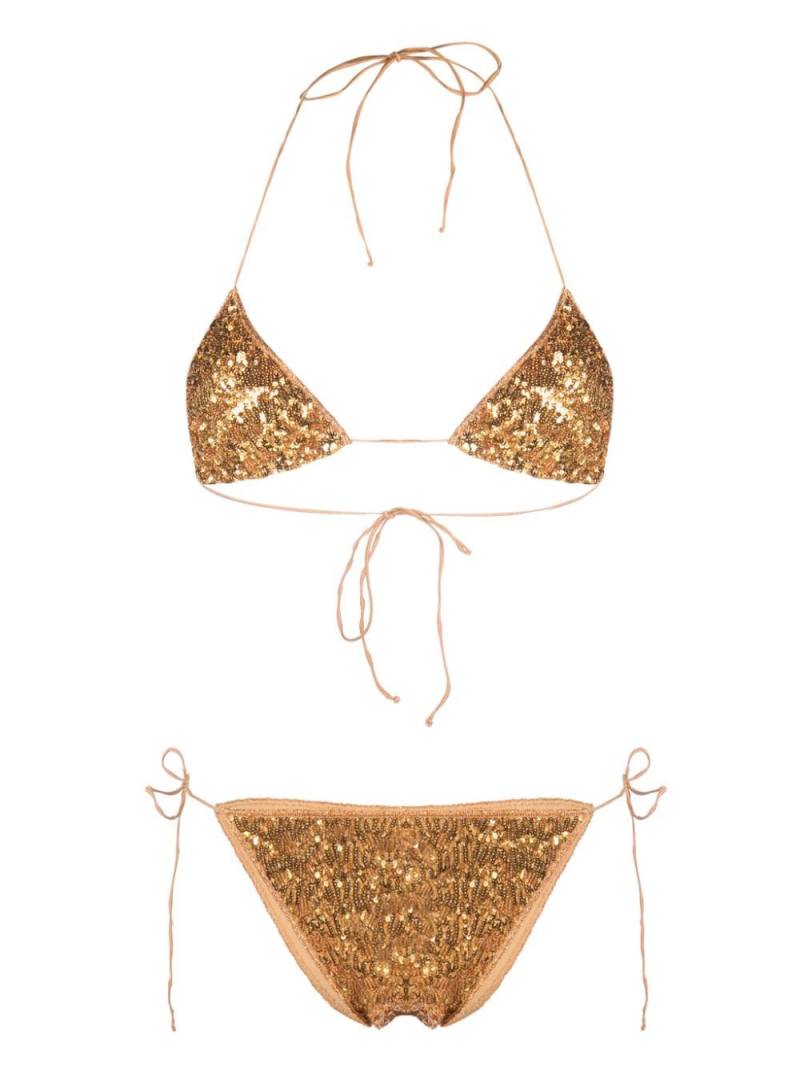 Oséree Triangel-Bikinioberteil mit Pailletten - Gold von Oséree