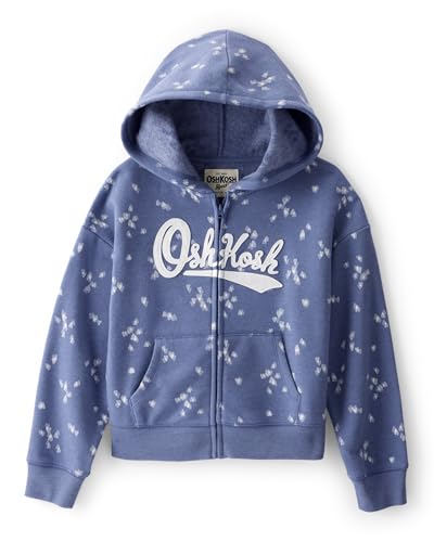 OSHKOSH B'GOSH Mädchen Logo Hoodie Kapuzenpullover, Marineblau/Blumenmuster, 10 von OshKosh B'Gosh