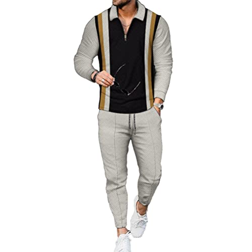Osheoiso 2-Teiliges Herren T-Shirt Hosen und Jogginganzug Langarm Daily Set Casual Outfits Trainingsanzug Fitnessanzug Sportanzug Herbst Winteranzug B 8 M von Osheoiso